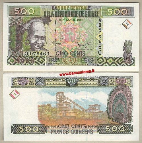 Guinea P36 500 Francs serie A 1998 unc
