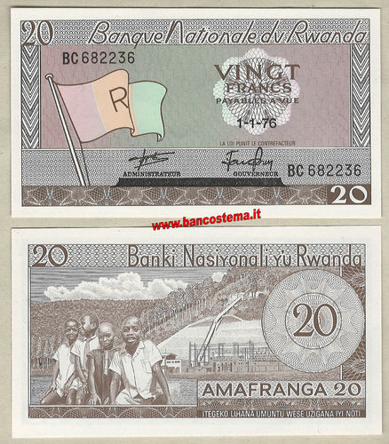 Rwanda P6e 20 Francs 01.01.1976 unc