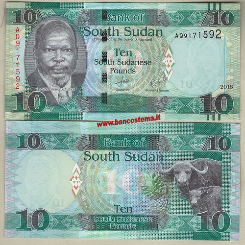 South Sudan P12b 10 Pounds 2016 (2017) unc