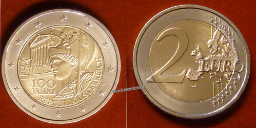 Austria 2 euro commemorativo 2018 "100º anniversario della rebubblica d'Austria" FDC