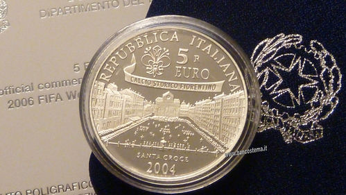 Italia 5 euro argento commemorativa "2006 Fifa World Cup Germany" 2004