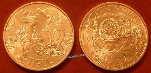 Austria 10 euro commemorativo 2014 "Tirolo" fdc
