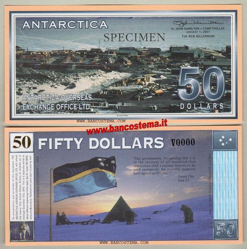 Antartica 50 dollars 1.01.2001 specimen unc