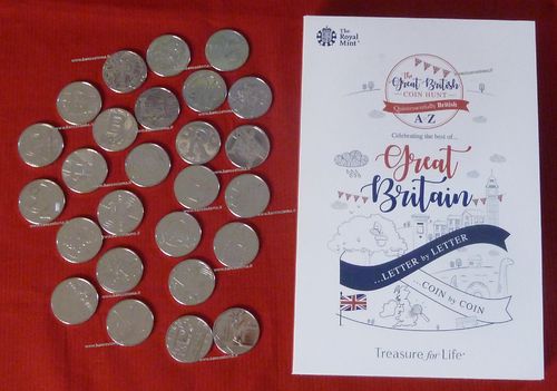 United Kingdom coin Hunt Quintessentiallly British A to Z letter by letter in folder