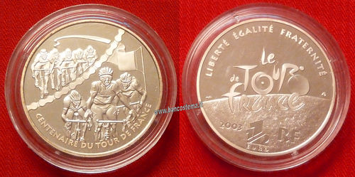 Francia 1,5 euro commemorativo  "Sprint" 100° anniversario del Tour de France 2003 argento proof