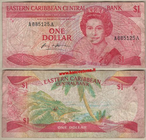 E.C.S - East Caribbean States P17a 1 dollar nd 1985-88 f