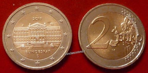 Germania 2 euro commemorativo 2019 1 zecca  70º anniversario del Bundesrat FDC