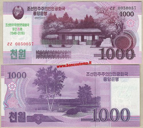 Korea North CS21 1.000 Won commemorativo 2018 unc