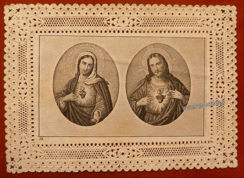 Santino Sacro Cuore merlettato doppia immagine