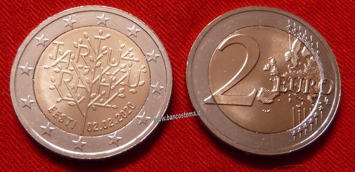 Estonia 2 euro commemorativo 100º anniversario del trattato di Tartu 2020 fdc