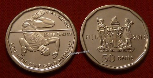 Fiji 50 Cents commemorativa Iliesa Delana PARALYMPIAN 2013 fdc
