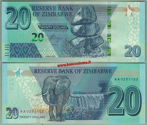 Zimbabwe 20 Dollars 2020 unc