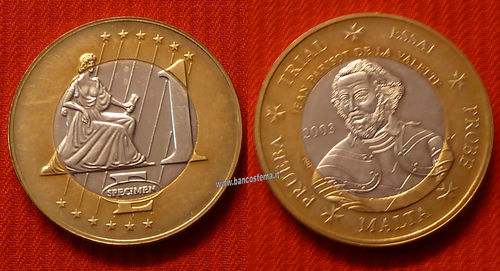 medaglia Malta 1 euro 2003 Jean Parisot De la Valletta  campione trial