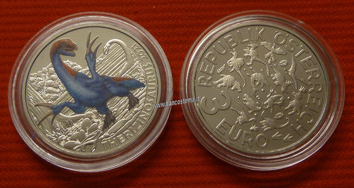 Austria 3 euro commemorativo 2021 Therizinosaurus color fdc