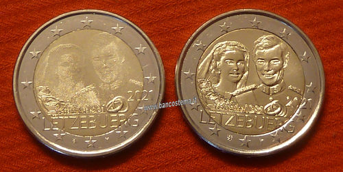 Lussemburgo 2 euro commemorativo 2021 40º anniv. di matrimonio del Granduca Enrico e Maria TeresaFDC