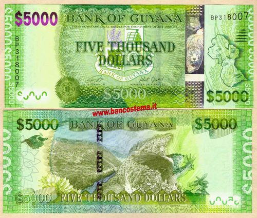 Guyana P40b 5.000 dollars nd 2022 unc