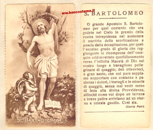 Santino San Bartolomeo apostolo color seppia