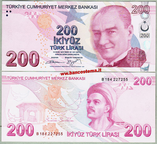 Turkey P227b 200 Lirasi 2009 (2017) unc