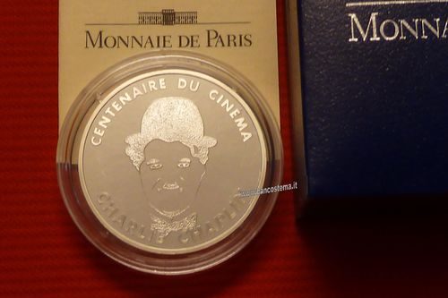 France KM# 1076 100 francs Charlie Chaplin 1994 argento .900 proof