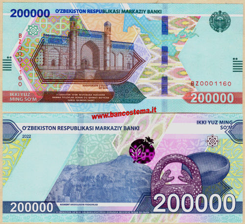 Uzbekistan PW93 200.000 Som 2022 unc