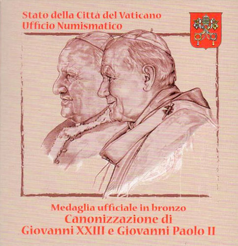 Vaticano Medaglia Bronzo 2014 - Papa Giovanni XXIII e Giovanni Paolo II