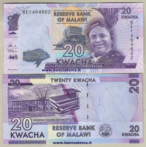 Malawi P63c 20 Kwacha 01.01.2016 unc