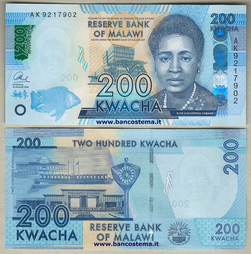 Malawi P60c 200 Kwacha 01/01/2016 unc