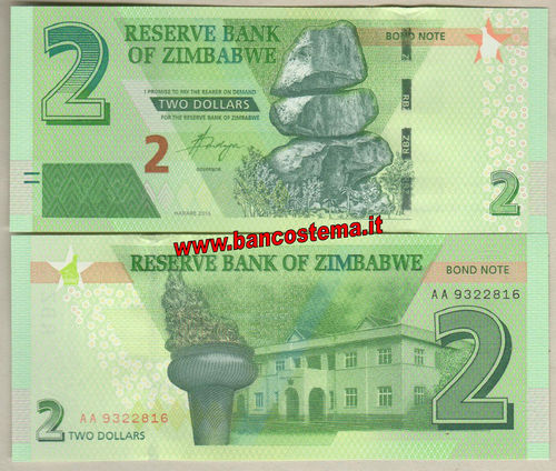 Zimbabwe P99 2 Dollars 2016 (2017) unc