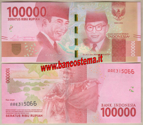 Indonesia P160a 100.000 Rupies 2016 (2017) unc