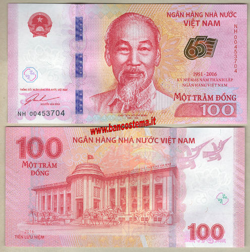 Vietnam P125 100 Dong 2016 commemorativa unc