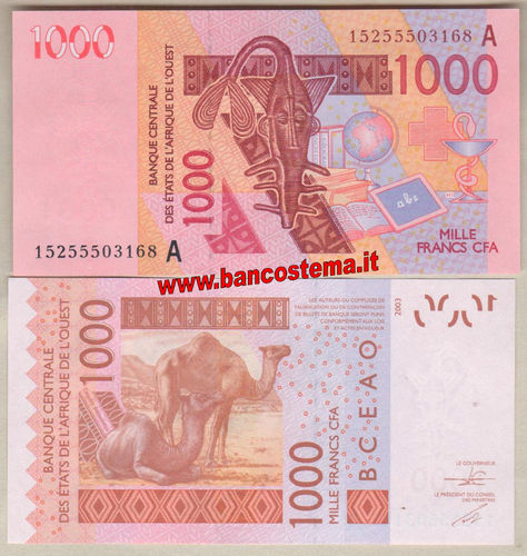 Ivory Coast - W.a.s. let.A  1.000 Francs 2015 (2016) unc