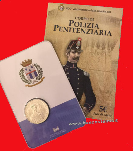 Italia 5 euro  "200 anniversario della nascita del corpo della Polizia Penitenziaria"  argento 2017