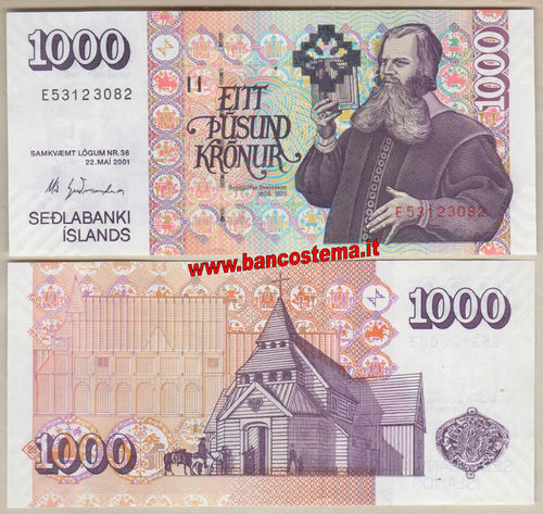 Iceland P59 1.000 Kronur 22 mai 2001 (2017) unc