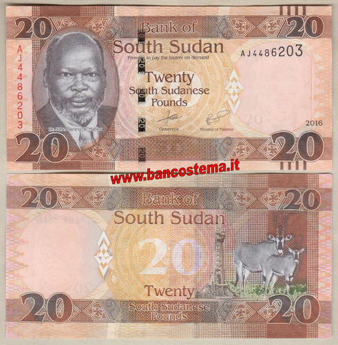 South Sudan P13b 20 Pounds 2016 (2017) unc