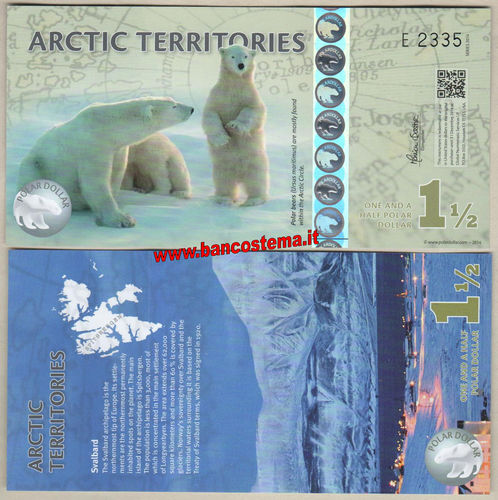 Arctic Territories 1 e 1/2 Dollar polo nord 2014 unc - polymer
