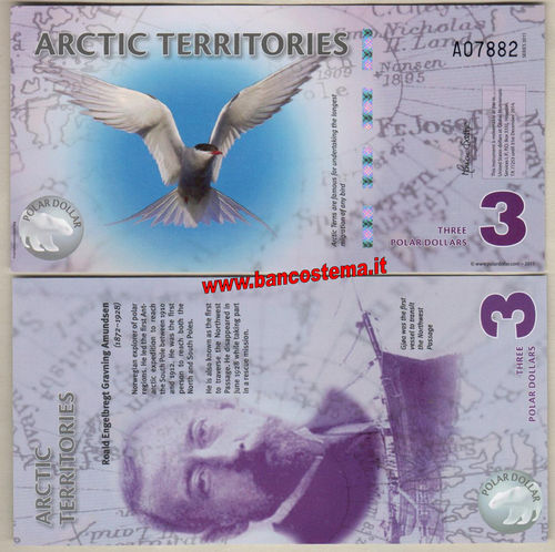 Arctic Territories 3 Dollars polo nord 2011 - viola prugna unc - polymer