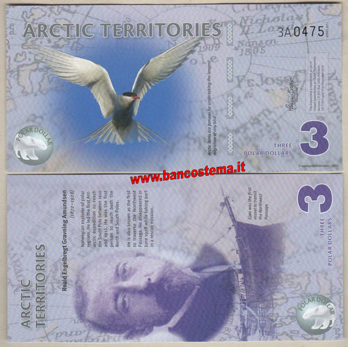 Arctic Territories 3 Dollars polo nord 2011 - viola scuro unc - polymer