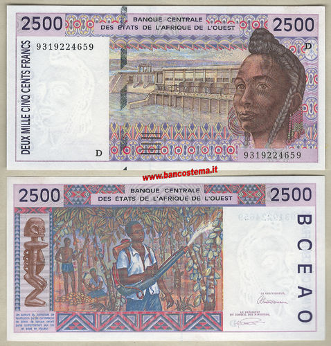 Mali P412Dc 2.500 Francs 1993 unc - W.A.S. let.D
