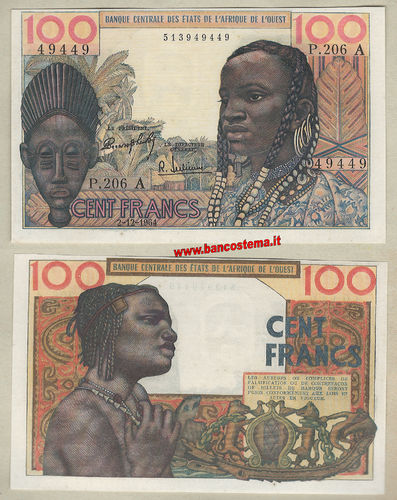Ivory Coast P101Ad 100 Francs - 2.12.1964 W.A.S. let"A"