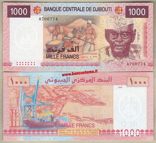 Djibouti P42a 1.000 Francs nd (2005) serie A unc