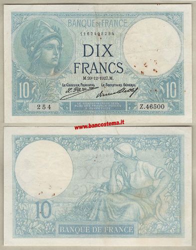 France P73d 10 Francs 20.12.1927 F