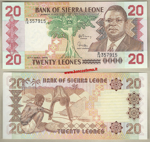 Sierra Leone P16 20 Leones 27.04.1988 unc