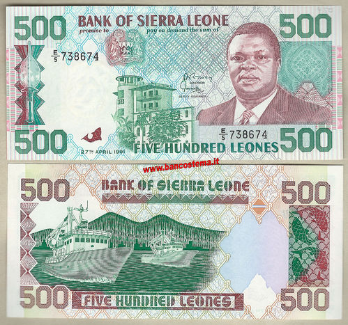 Sierra Leone P19 500 Leones 27.04.1991 unc