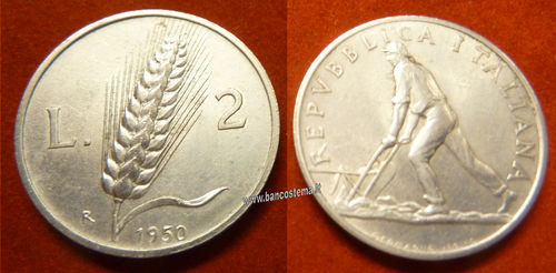 Italia 2 lire "spiga" 1950 BB