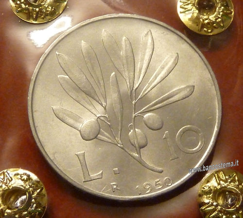 Italia 10 lire "Ulivo" 1950 FDC