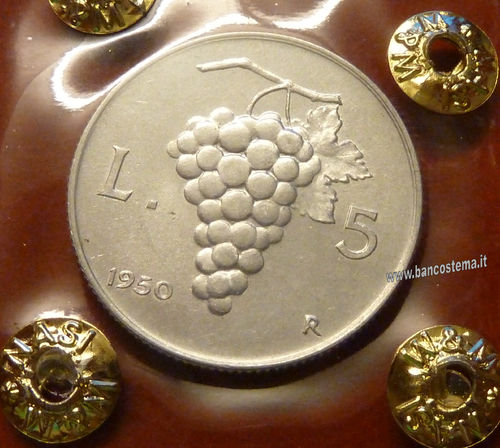 Italia 5 lire "uva" 1950 FDC-