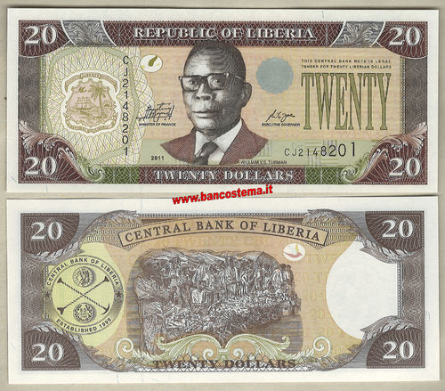 Liberia P28f 20 dollars 2011 unc