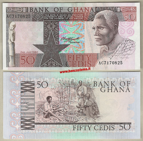 Ghana P22b 50 Cedis 02.07.1980 unc