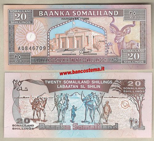 Somaliland P3b 20 Shillings 1996 unc