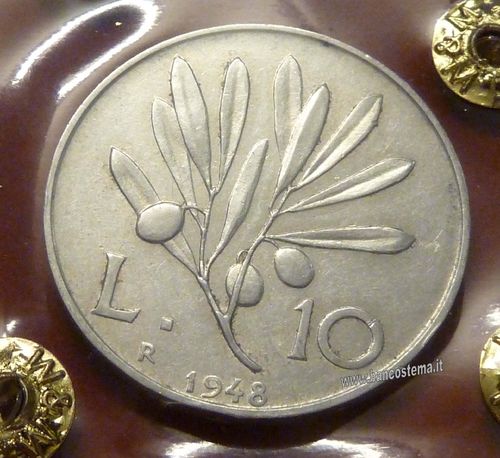 Italia 10 lire "Ulivo" 1948 SPL
